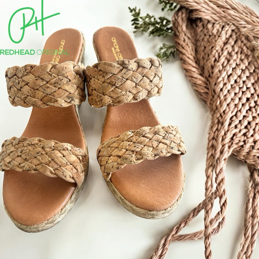 Andre Assous Tan Braided Sandals NWT size 10
